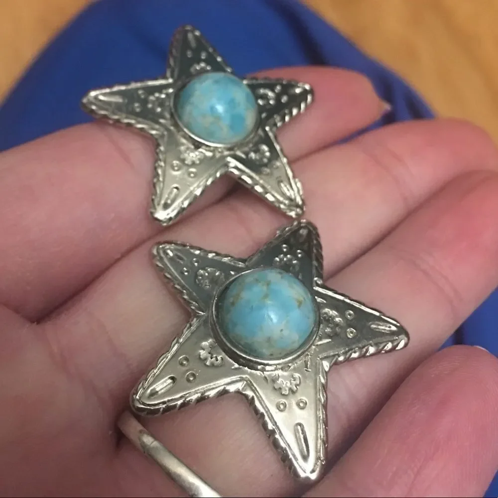Turquoise Star Earrings - Picture 2 of 5